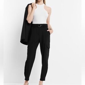 Express Super High Waisted Black Cargo Pants